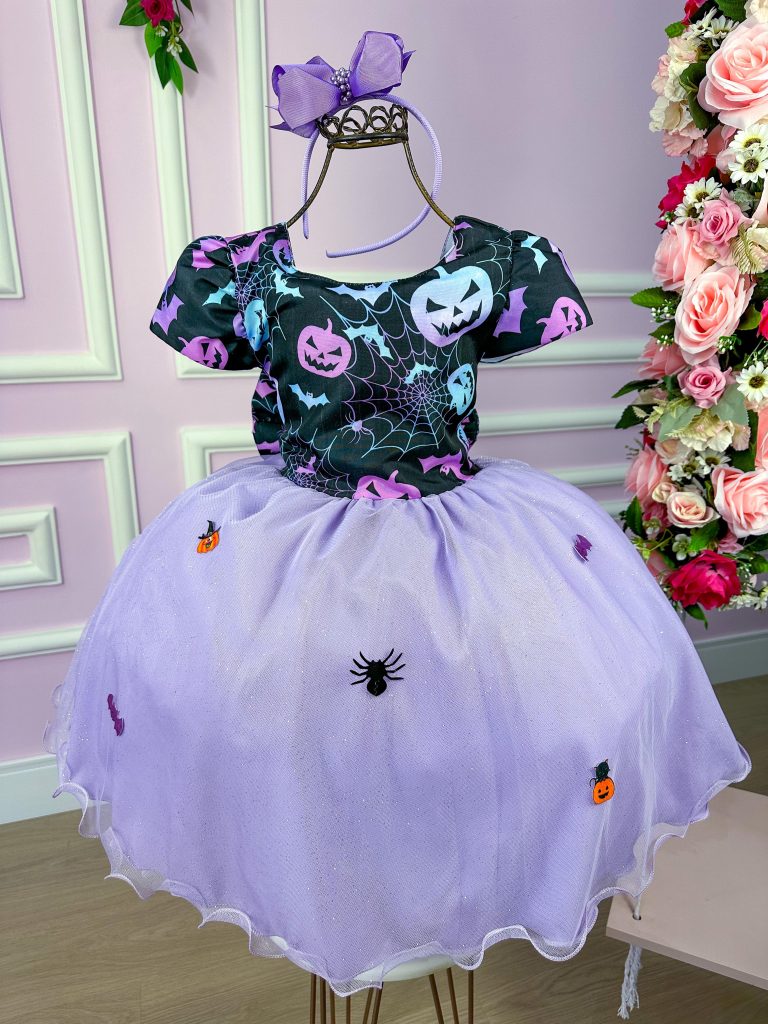 Vestido Fantasia Tematicos Kids Halloween Saia Lilas
