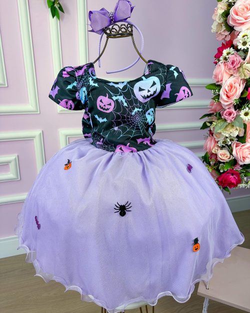 Vestido Fantasia Tematicos Kids Halloween Saia Lilas