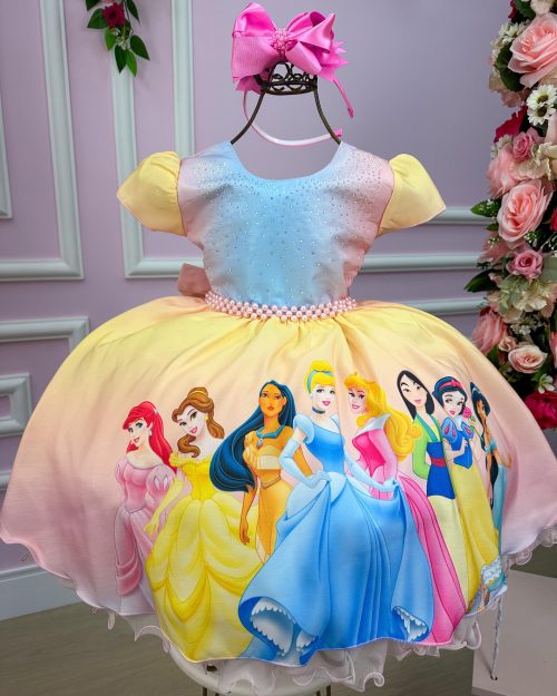 Vestido Infantil Temáticos da Gigi Princesas Disney Colorido