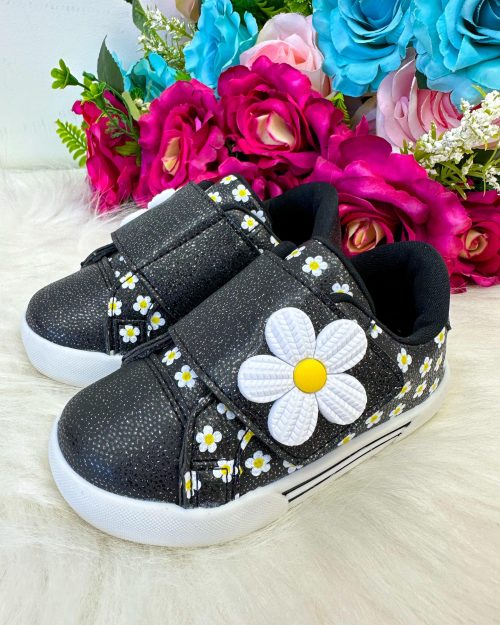 Tênis Encanto de Criança Florzinha Preto