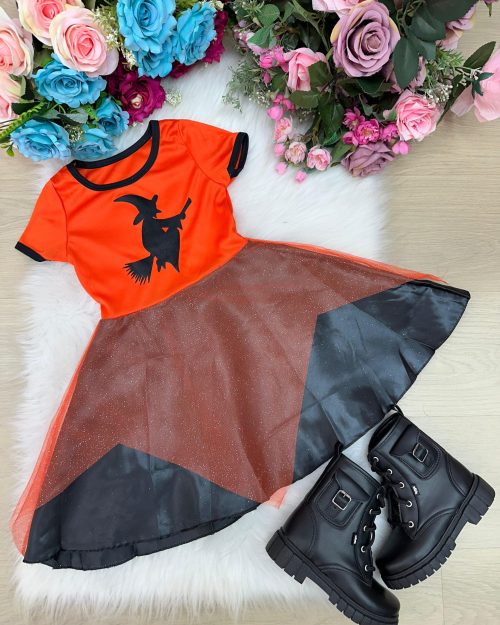 Fantasia Halloween Menina Bruxinha Laranja