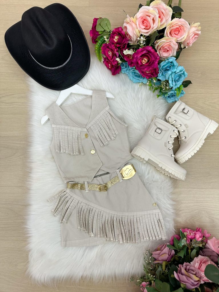 Conjunto Blogueirinha Boiadeira Maraisa Jeans Off