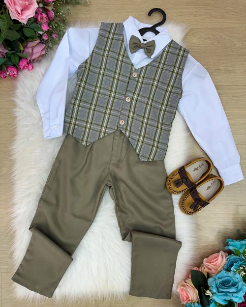 Conjunto Miss Cherry Luan Colete Xadrez Verde