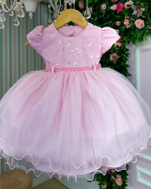 Vestido Menina Bonita Carolina Rosa Bebe