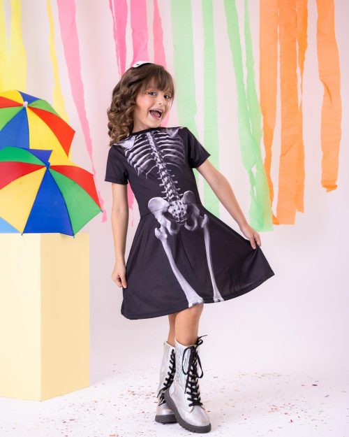 Fantasia Halloween Menina Esqueleto