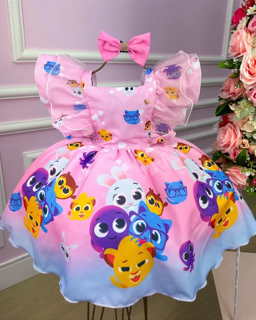 Vestido Temáticos Kids Bolofofos - Bolo Fofos Rosa Bebe