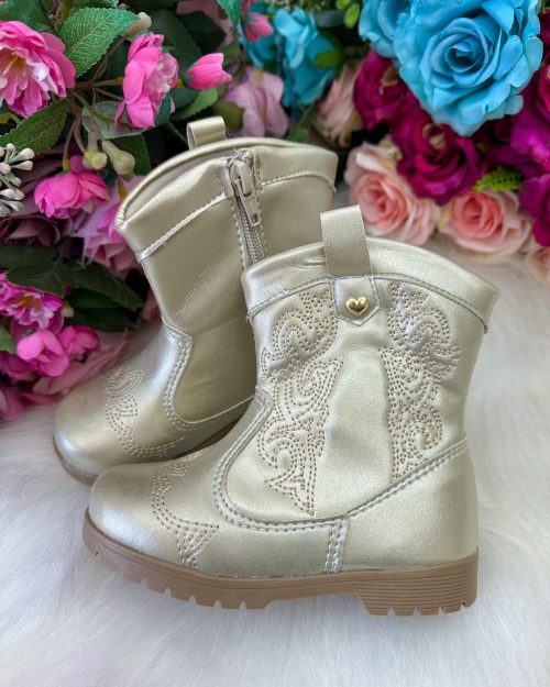 Bota/ Coturno Flor Di Mila Boiadeira Texana Liz Dourado