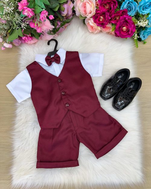 Conjunto Social Miss Cherry Leandro Colete Marsala