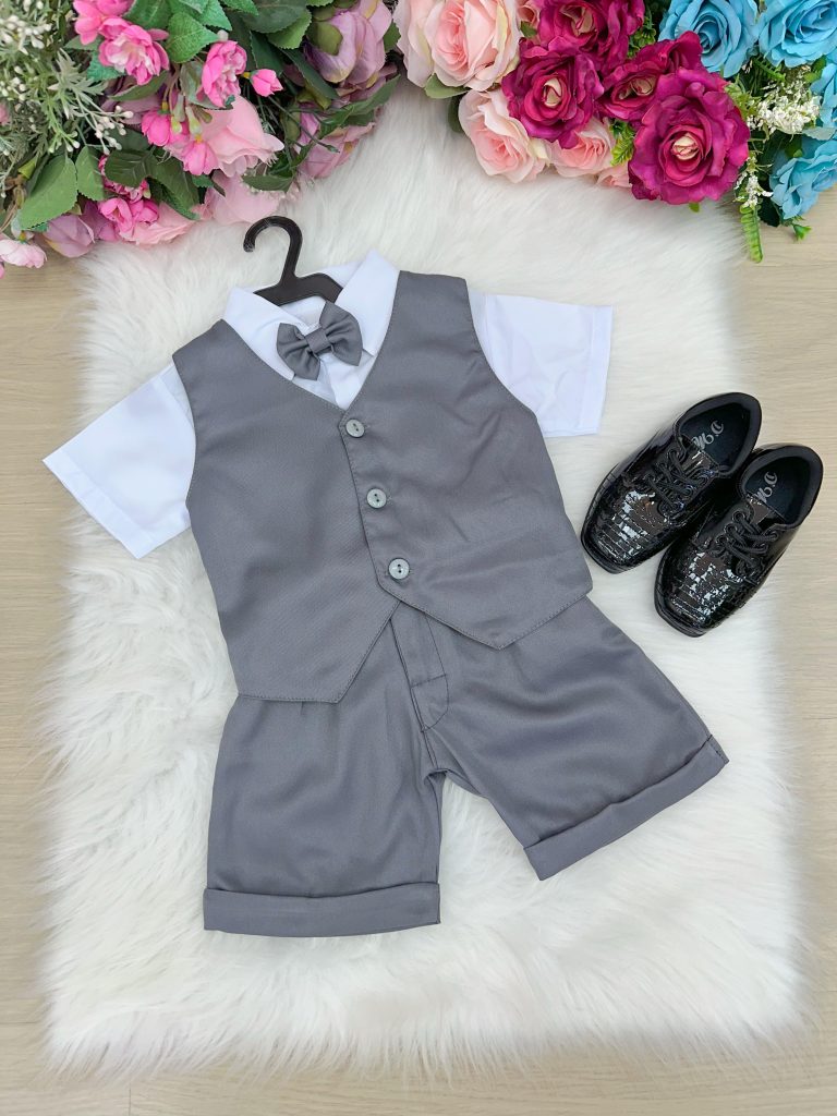 Conjunto Social Miss Cherry Leandro Colete Cinza