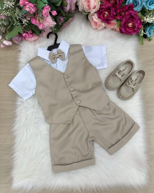 Conjunto Social Miss Cherry Leandro Colete Bege