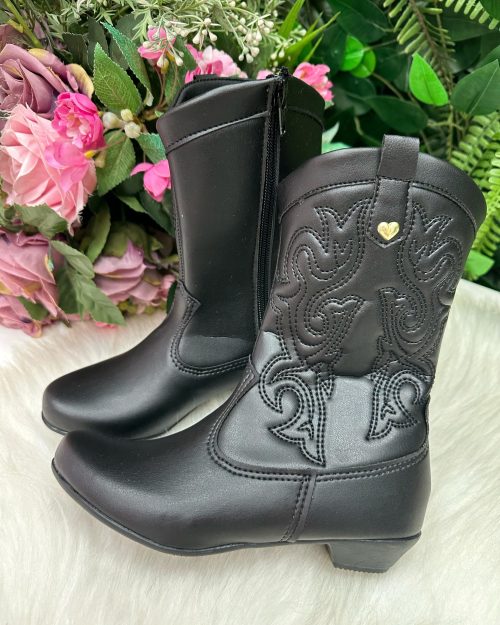 Bota/ Coturno Flor Di Mila Boiadeira Texana Maria Preta