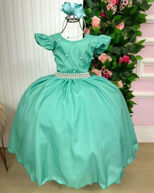 Vestido Ysa Kids Ariane Longo Verde Menta