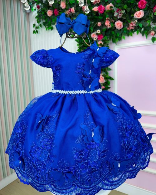 Vestido Marie Jardim Encantado Luxo Azul Royal