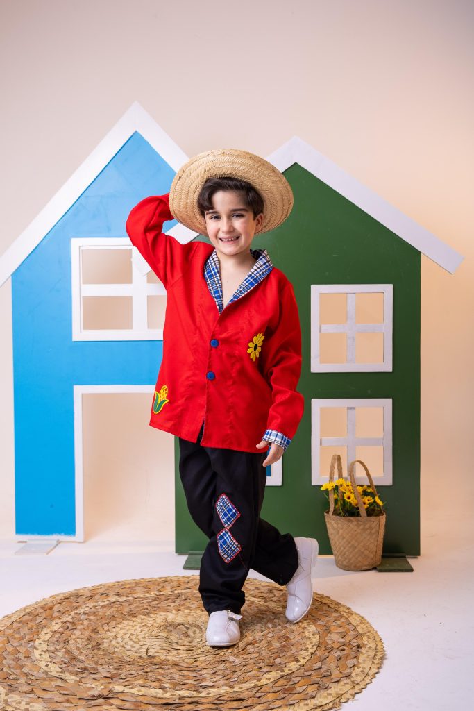 Conjunto Junino Princesa Belli Seu Zé Terno Vermelho