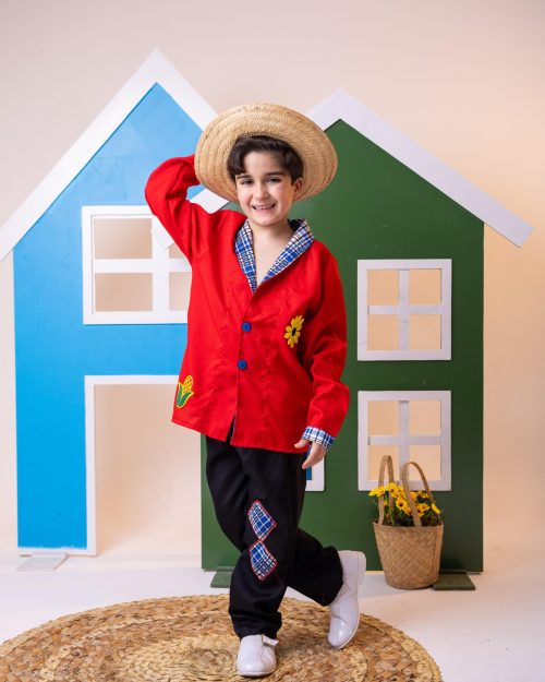 Conjunto Junino Princesa Belli Seu Zé Terno Vermelho