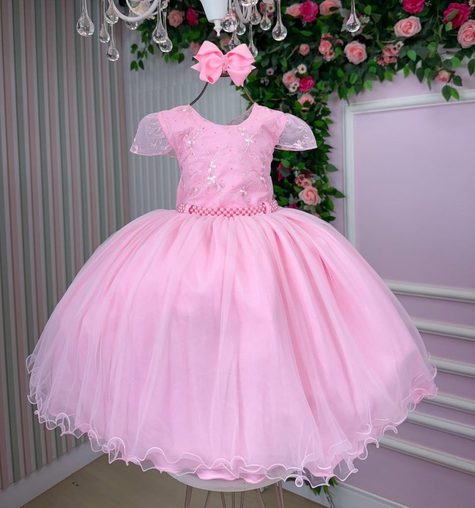 Vestido Infantil Menina Bonita Beatriz Rosa Bebe
