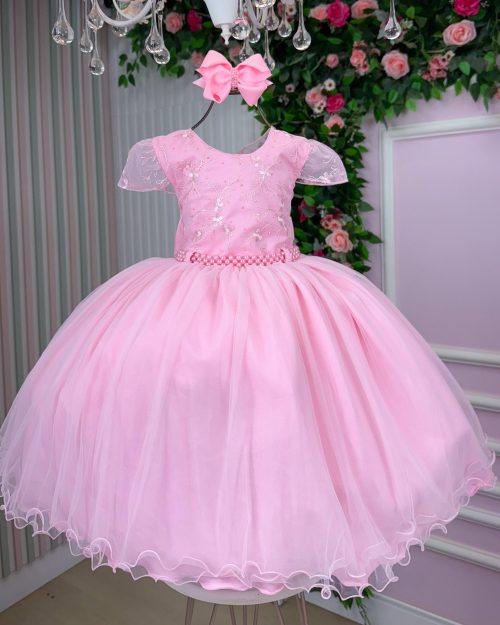 Vestido Infantil Menina Bonita Beatriz Rosa Bebe