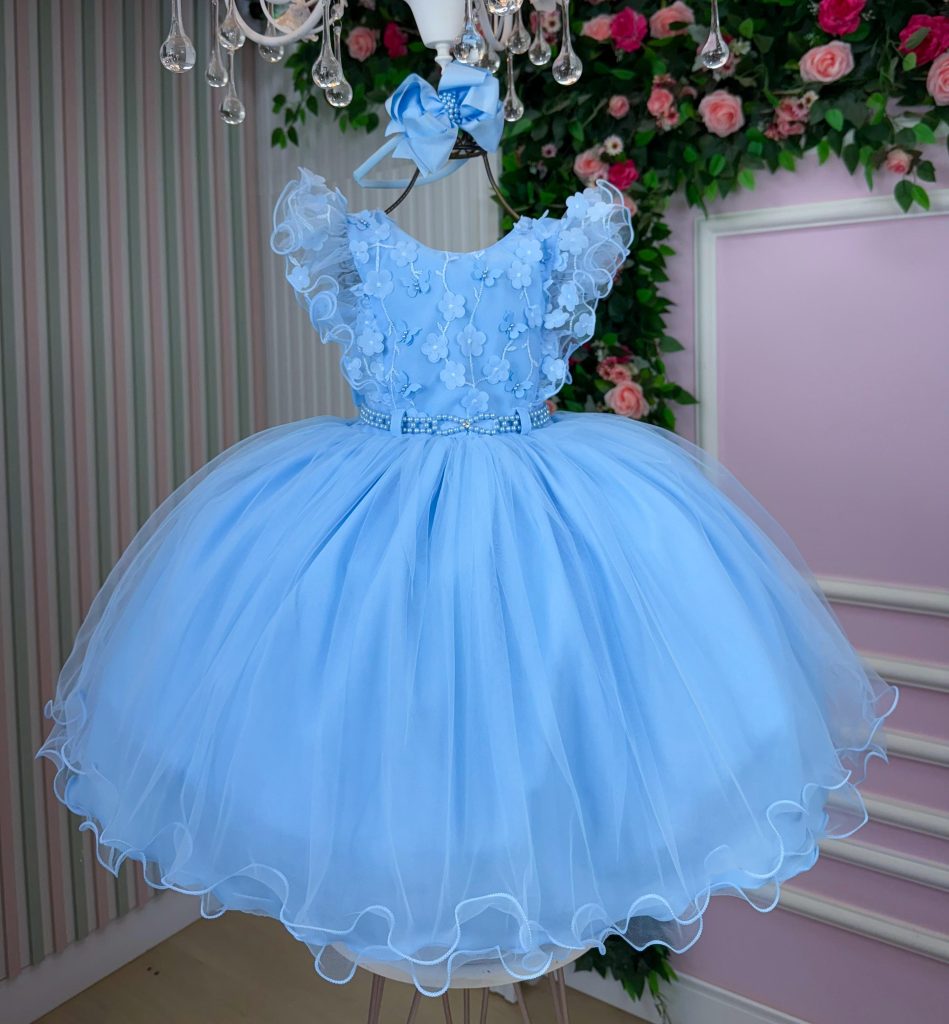 Vestido Infantil Menina Bonita Angelie Azul Bebe