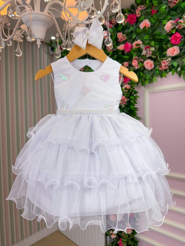 Vestido Vila Lele Bebe Lolo Saia Branca