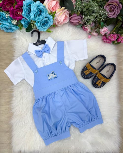 Conjunto Miss Cherry Meninos Bebe Theo Azul Bebe