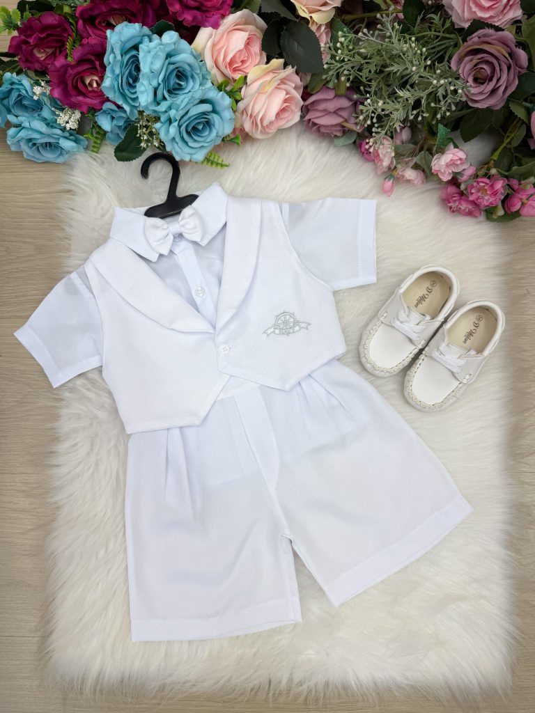 Conjunto Miss Cherry Meninos Bebe Felipe Shorts Branco