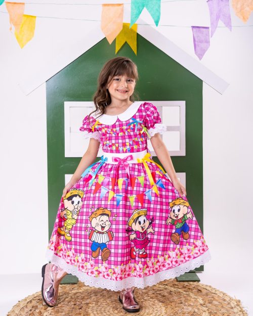 Vestido Junino Tematico Luxo Turma da Monica