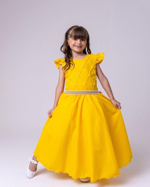 Vestido Ysa Kids Ariane Longo Amarelo Gema