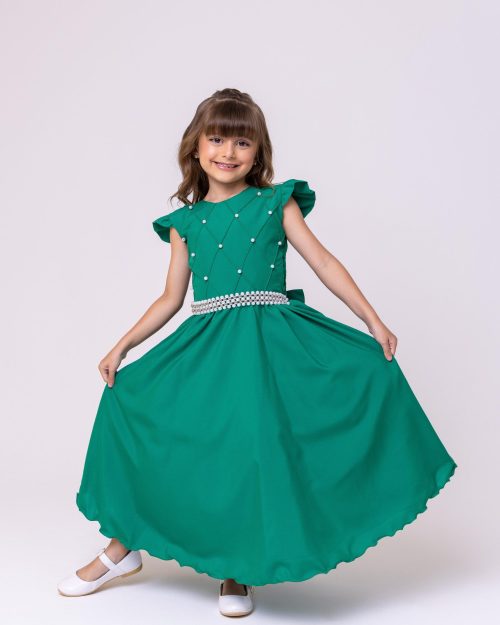Vestido Ysa Kids Ariane Longo Verde Bandeira