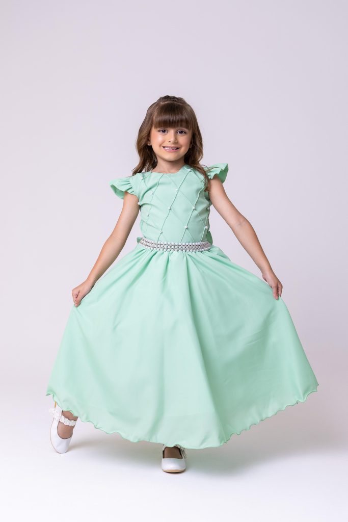 Vestido Ysa Kids Ariane Longo Verde Oliva