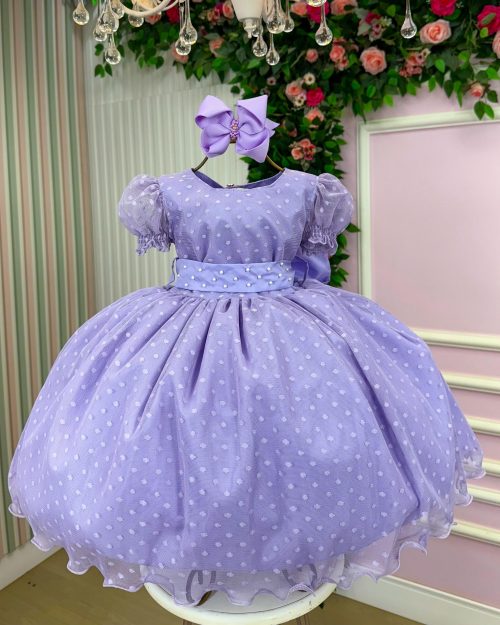 Vestido Marie Lilás Bolinhas