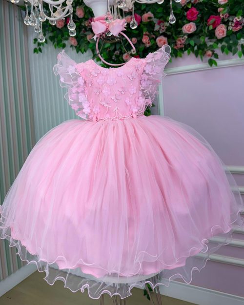 Vestido Menina Bonita Angelie Rosa Bebe