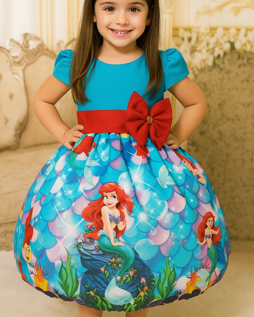 Vestido Infantil Princesa Sereia Ariel