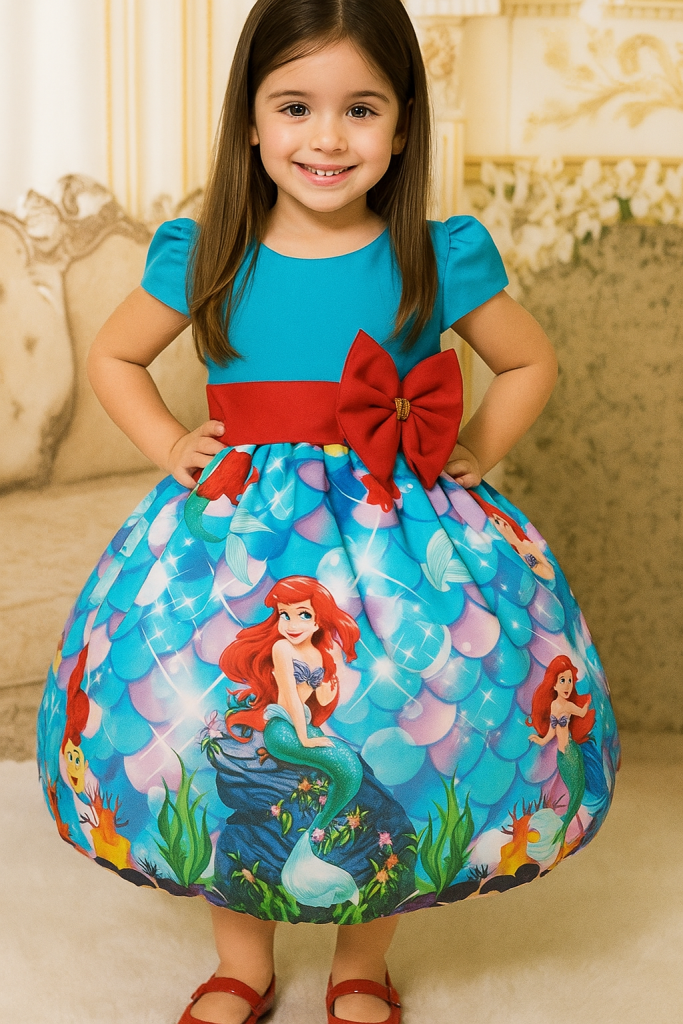 Vestido Infantil Princesa Sereia Ariel