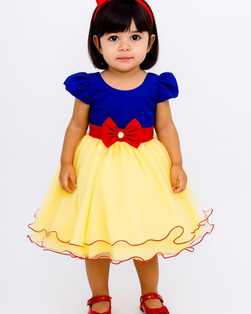 Vestido Luxo Festa Infantil Tema Branca de Neve