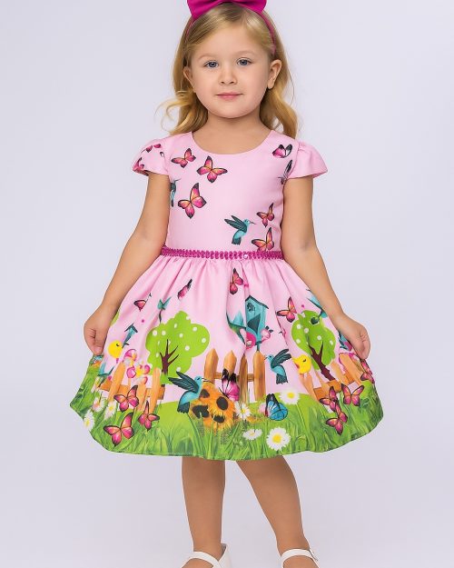Vestido Infantil Jardim Encantado Borboletas