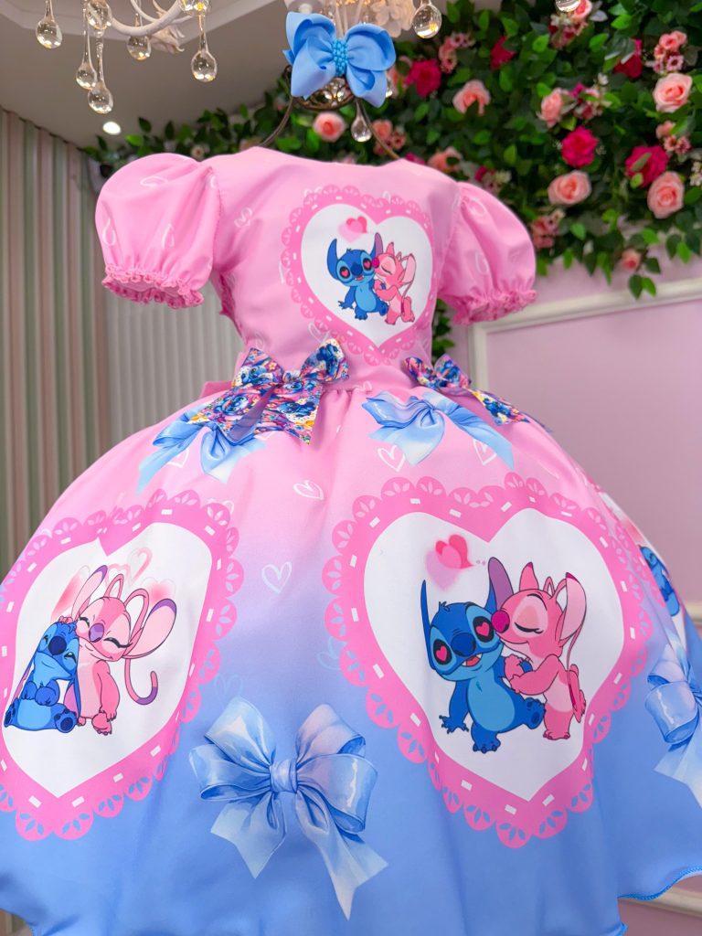 Vestido Tematico Luxo Stitch e Angel Modelo 4