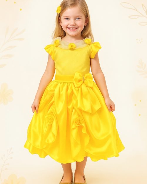 Vestido Luxo Infantil Fantasia Bela e a Fera Princesa Bela