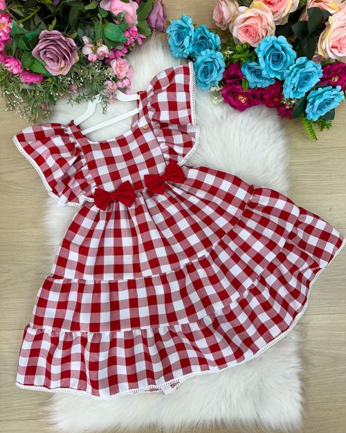 Vestido Banana Club Aline Xadrez Vermelho