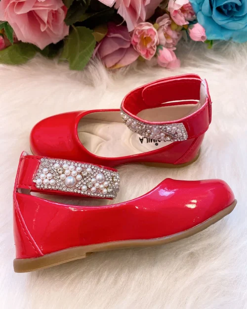 Sapatilha Flor di Mila Vermelho “Perolas” Luxo