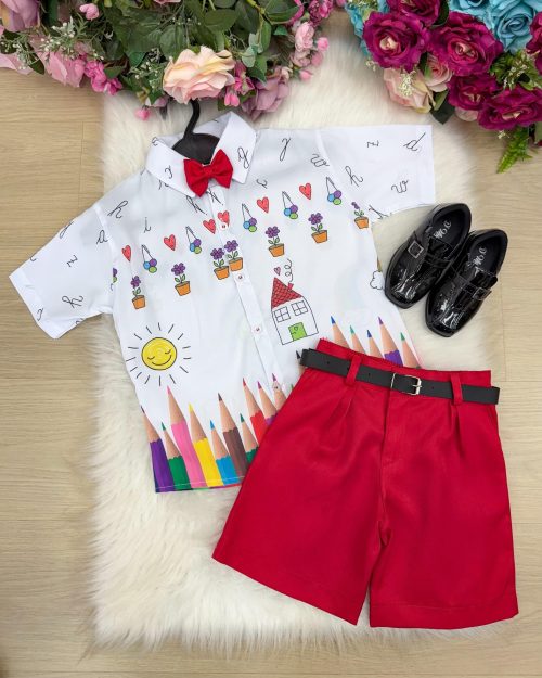 Conjunto Miss cherry Meninos – Lapis Aquarela Vermelho ABC