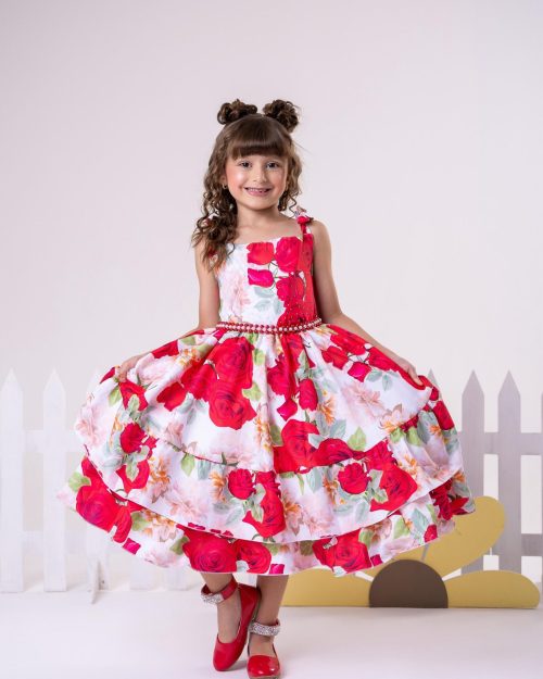 Vestido Giovanella/Giovanela Tres Marias Floral Vermelho Maria