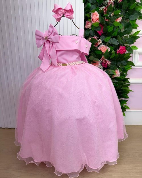 Vestido Banana Club Longo Doce Elegancia Rosa Chiclete